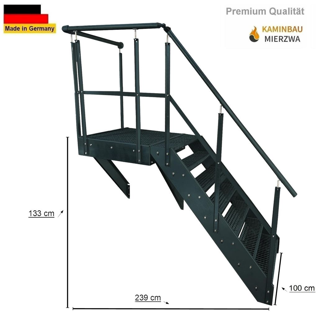 Schodisko Wangen – oceľové, 7 schodov, výška 133 cm, Obrázok produktu 