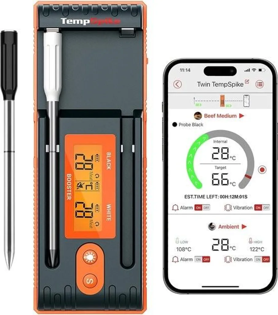 Thermomètre à viande Bluetooth étanche avec écran Twin TempSpike 150m