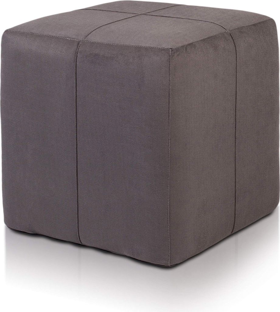 Ecopuf Cube, Sitzhocker, Hocker Kunstleder, Sitzkissen, 40x40x40, Grau A104