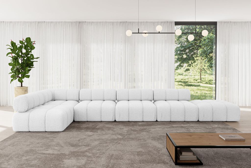 ALTDECOR Modulares Sofa Ecksofa in L-Form - Favio-L3 - 475x190x70 cm Weiß universal, links/rechts Corner modular Sofa Eckcouch Couch Wohnlandschaf...