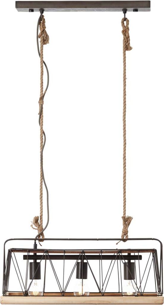 Brilliant Narcy Pendelleuchte, 3-flammig E27 Burned Steel Holz93587/71