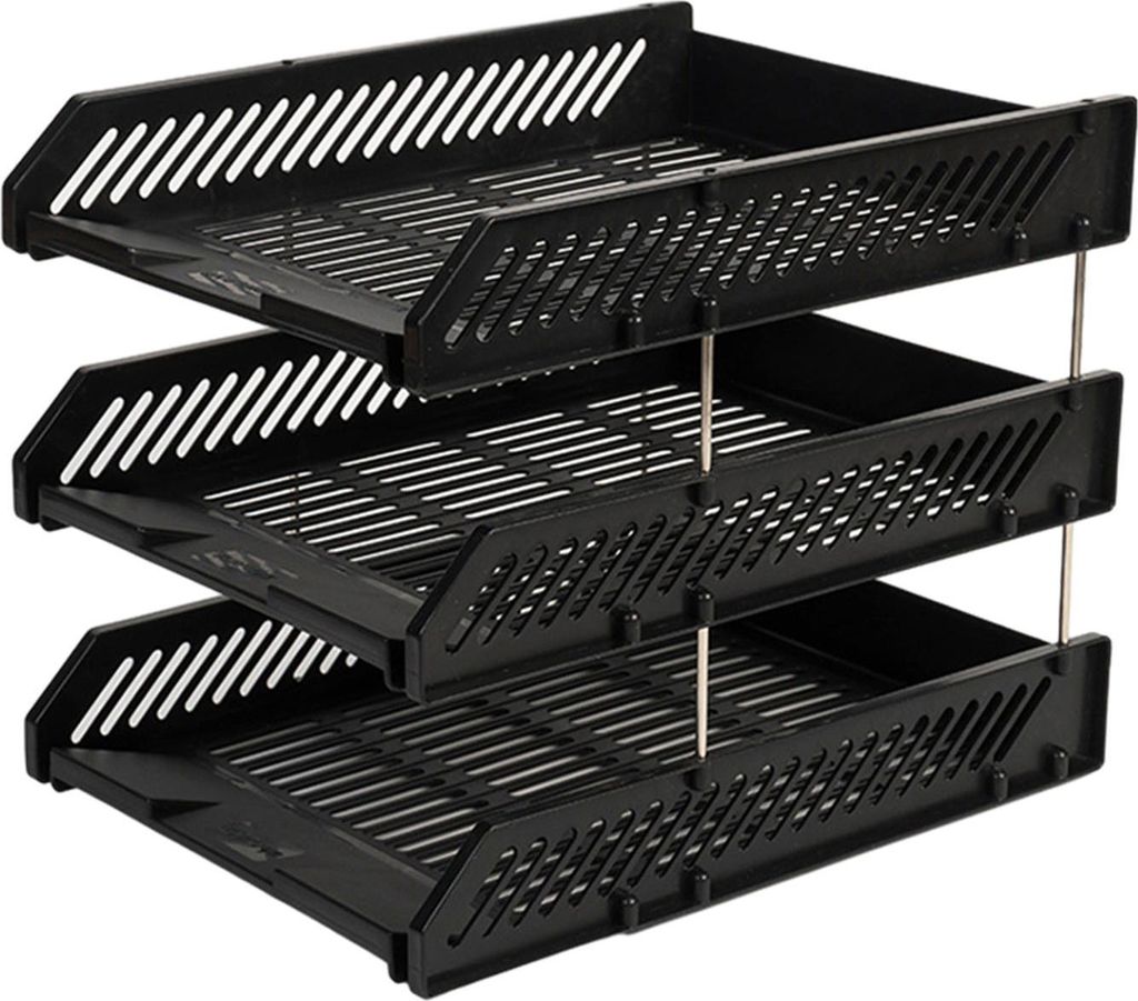 Stapelbare Briefablage mit 3 Ebenen, Schreibtisch-Papier-Organizer, Kunststoff-Akten- und Dokumentenablage, für Zuhause, Büro und Schule
