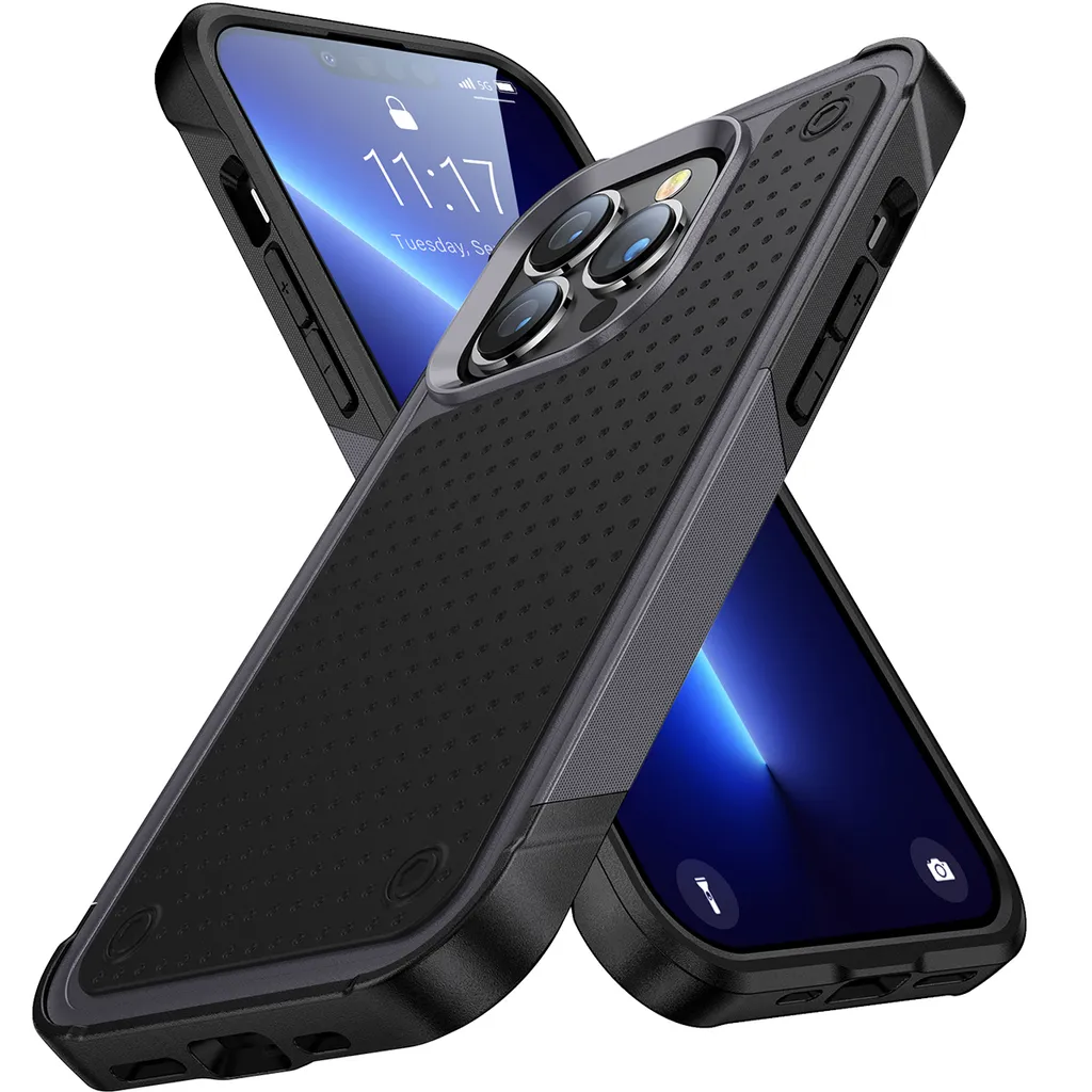 Custodia iPhone 12 Pro Max Rugged Grigio Nero | Sicurezza Militare 2in1
