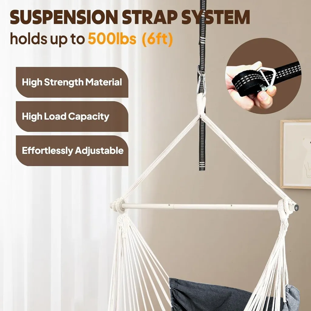 Fauteuil Suspendu Bohème Macramé - Balancelle de Jardin Design Chihee - 3