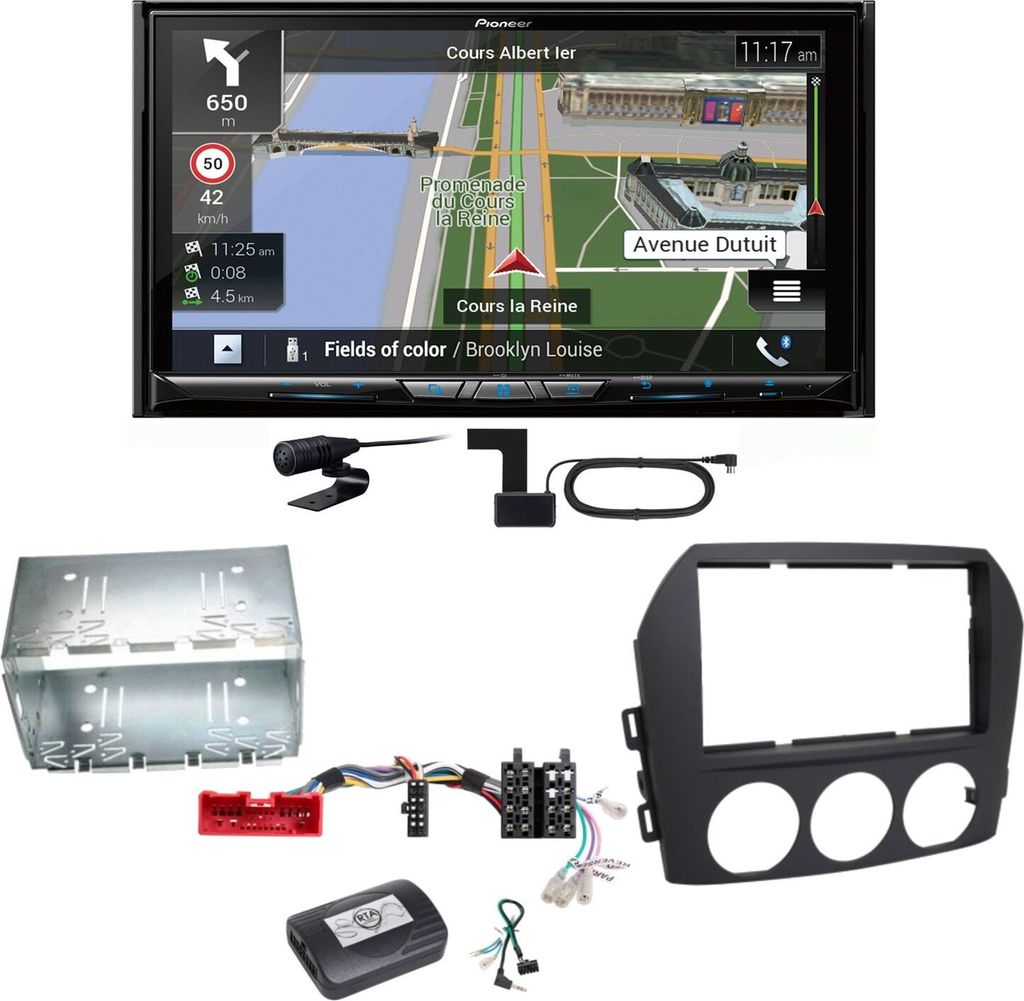 Pioneer AVIC-Z930DAB Navigation Bluetooth USB MP3 Einbauset für Mazda MX-5 NC FL