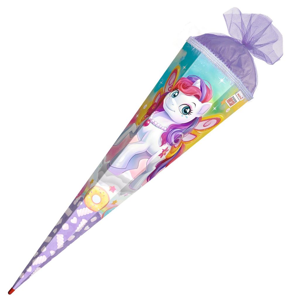 Roth Schultüte 85cm eckig Feen-Pferd Flora Glitzerborte Produktbild 