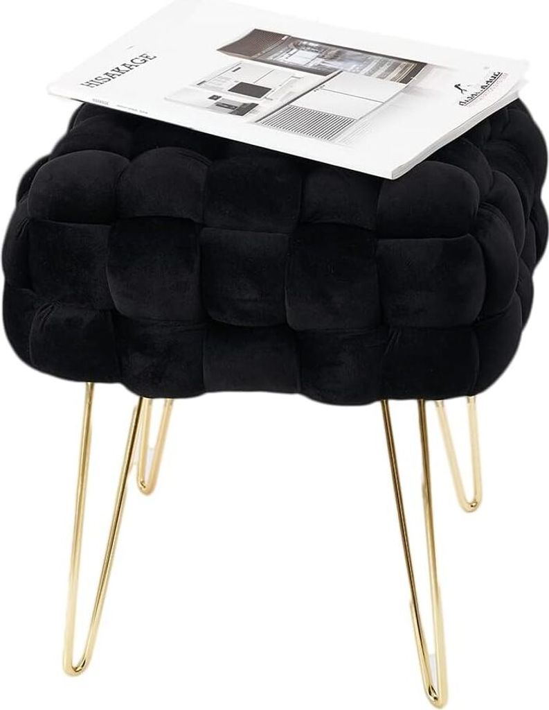 Theo&Cleo Moderner Velvet Kosmetik Hocker, Quadratisch Produktbild 3