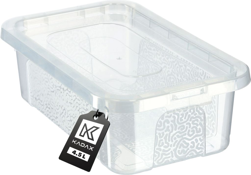 KADAX Kunststoffbehälter 4,5 l mit Deckel, transparenter, abschließbarer Box-Organizer