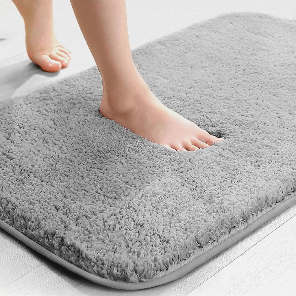 Mikrofaser-Badematte, Fußmatte, Haustiermatte, 2 cm, super dicker Badteppich, Badezimmerteppich, 40 x 60 cm, grau, maschinenwaschbar, rutschfest, ...
