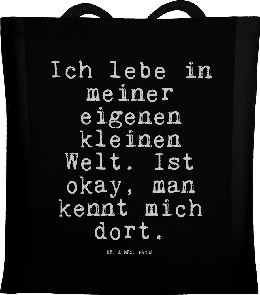 Mr. & Mrs. Panda Tote Bag Ich lebe in meiner... - Schwarz - Geschenk, Schultasche, Traumwelt, Einhörner, Freundin, Realität, Tragetasche, Unicorn...