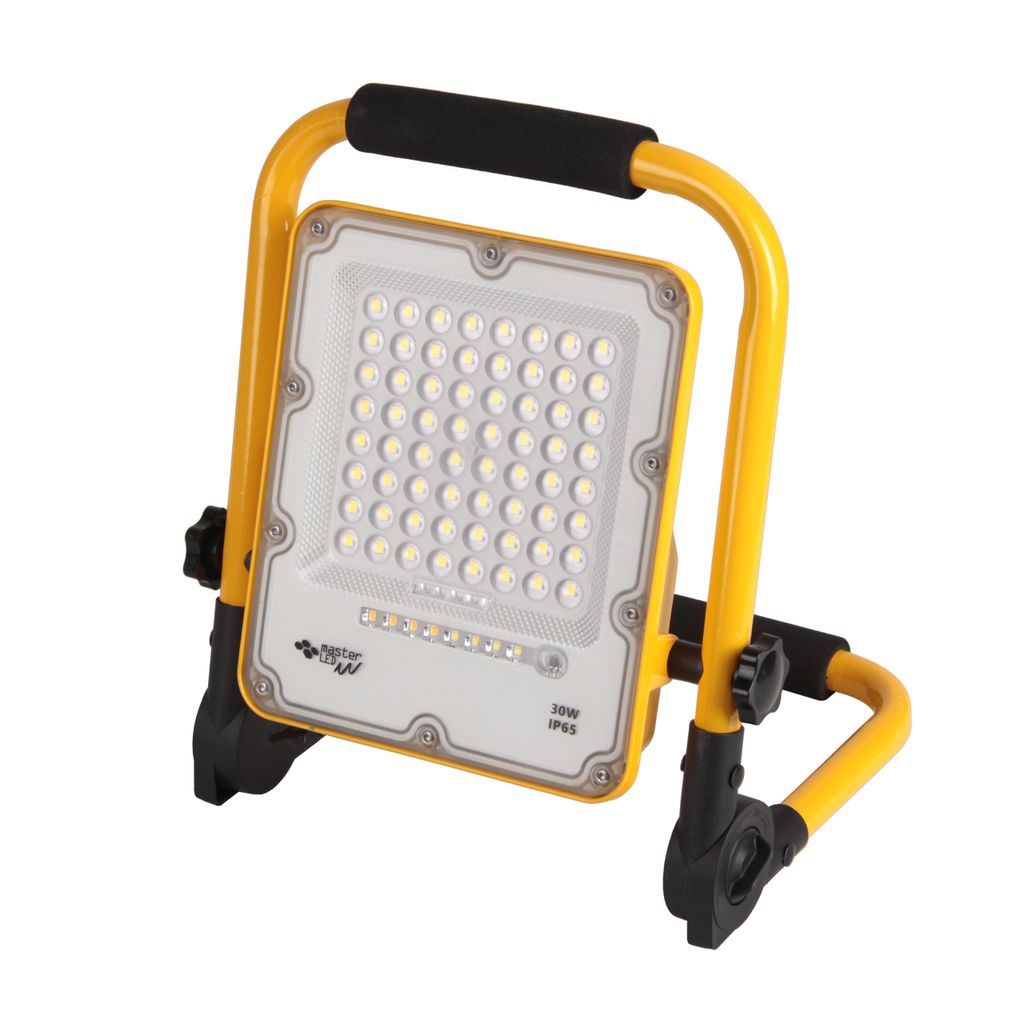 MasterLED Flutlicht SMD Siga 30W 4500K Neutralweiß – 500lm, IP65, Gelb/Schwarz, Tragbar, 3.2V – Aluminium für Baustelle, Werkstatt & Außenbe...