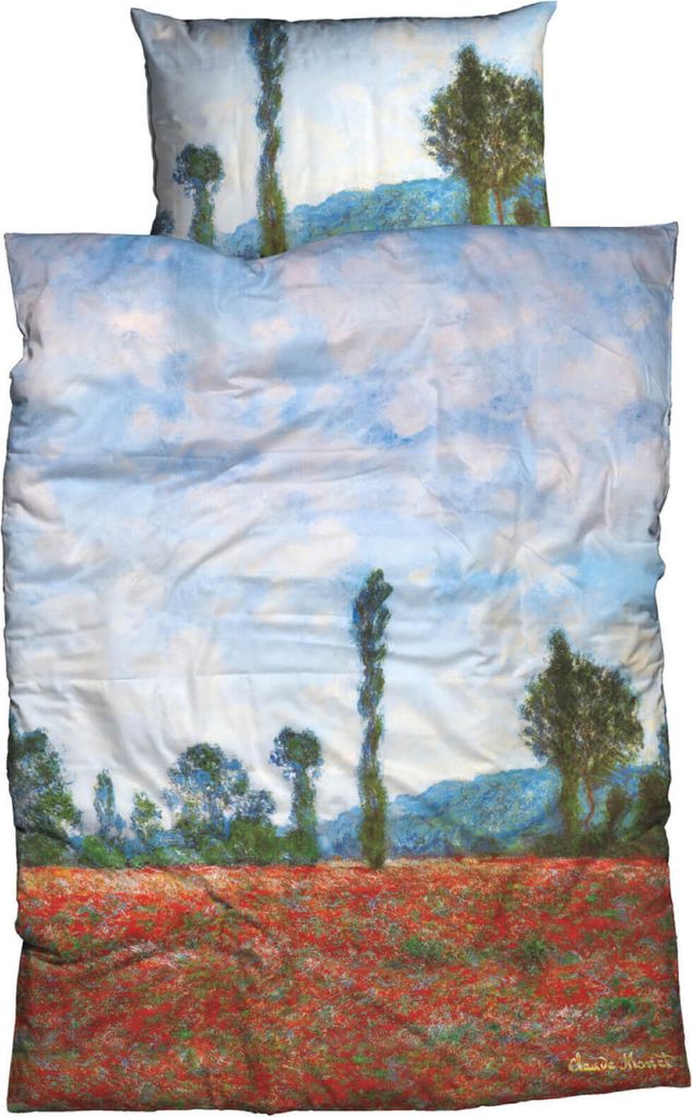 Claude Monet Bettwäsche Das Mohnfeld Multi Satin, Größe:155 cm x 220 cm