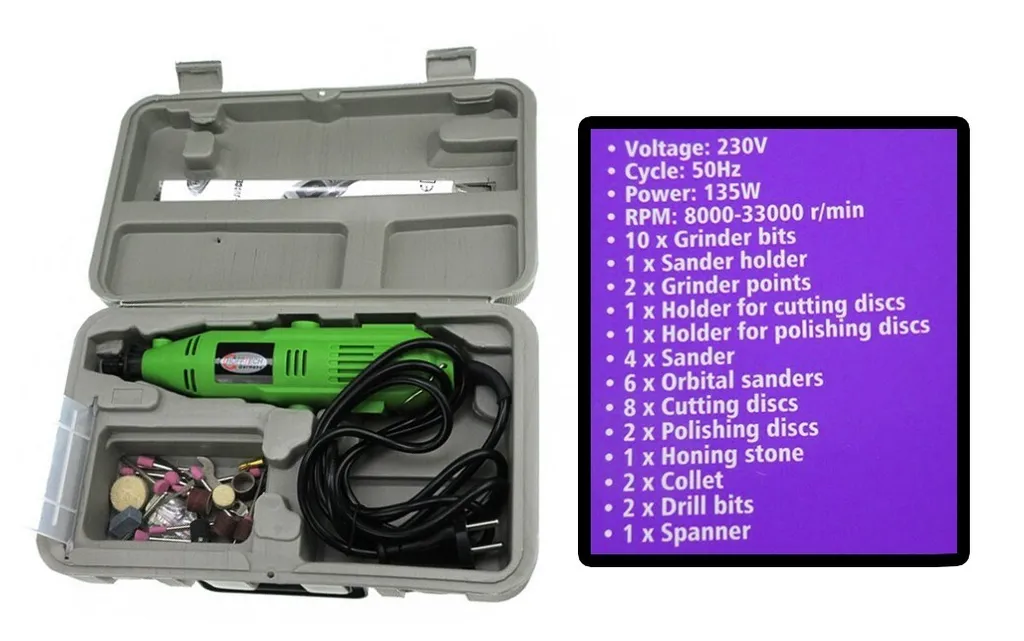 Outil rotatif multifonction 135W avec set de 40 accessoires polyvalents