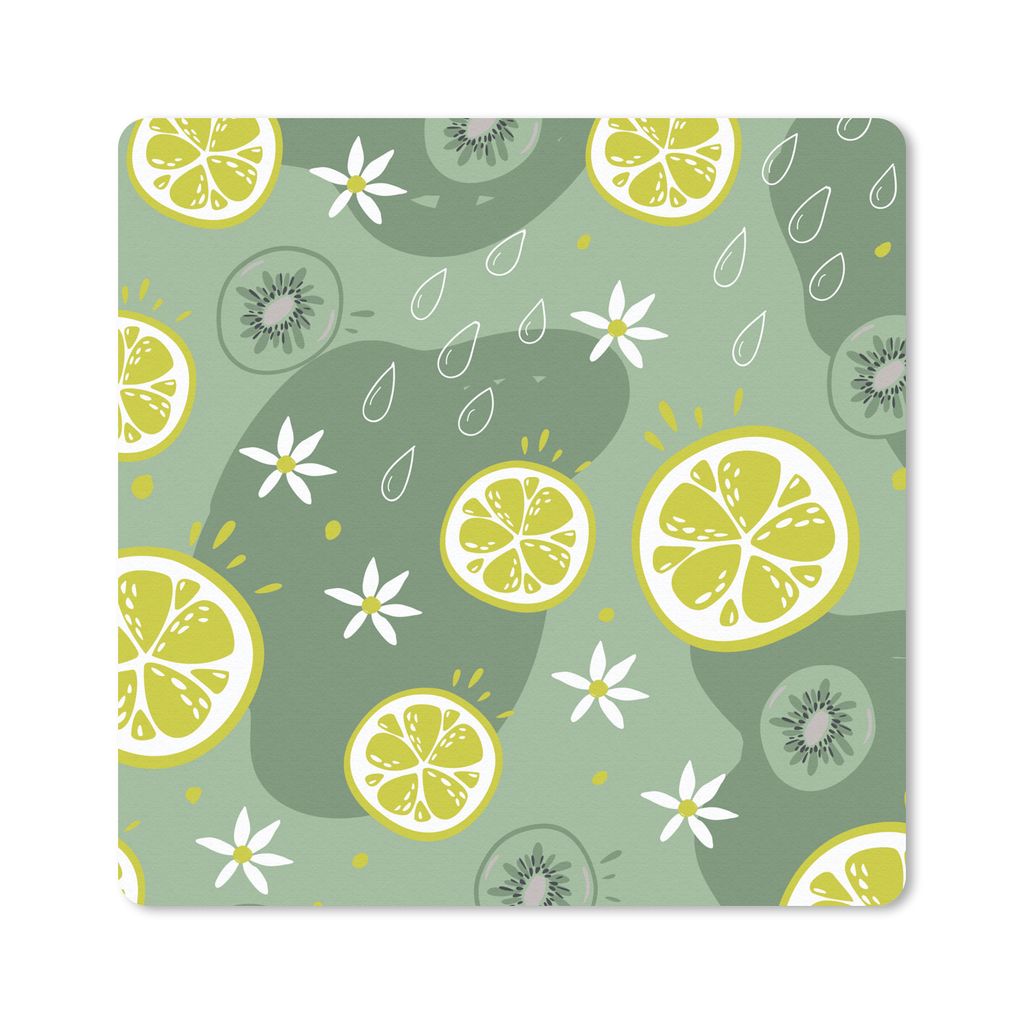 MuchoWow Mauspad Mousepad Sommer - Blumen - Zitrusfrüchte - Kiwi 20x20 cm - Mousepads - Maus Mat - Pad - Mausunterlage - Desk Mat - Bureauartikeln