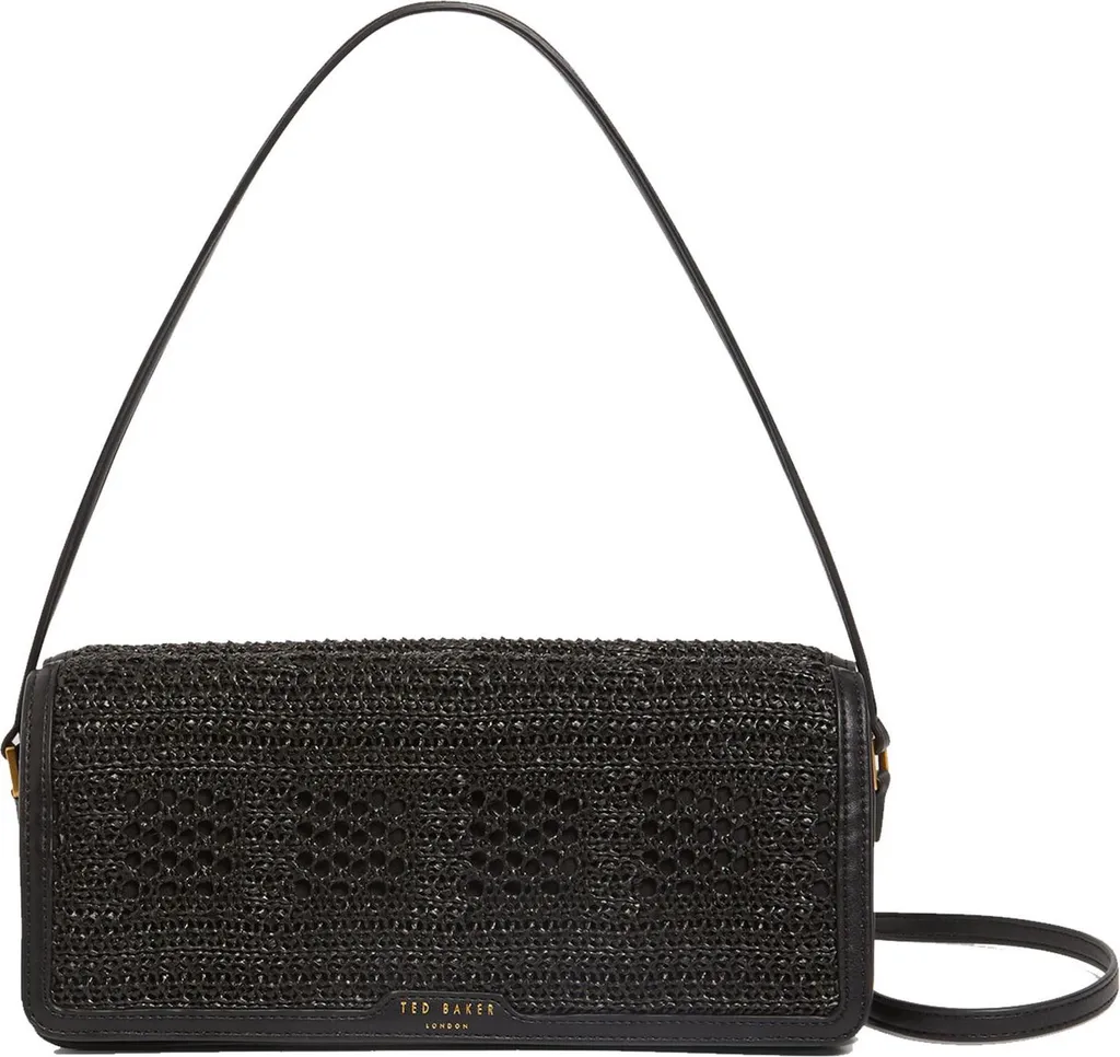 Sac à épaule rectangulaire en raphia tressé noir Ted Baker Pettria