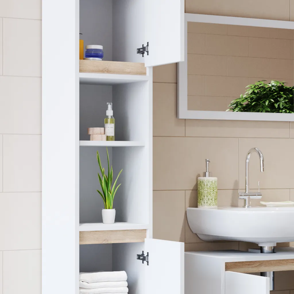 Vicco Mobile bagno alto Emma, 30 x 190 cm, Bianco/Sonoma - 5