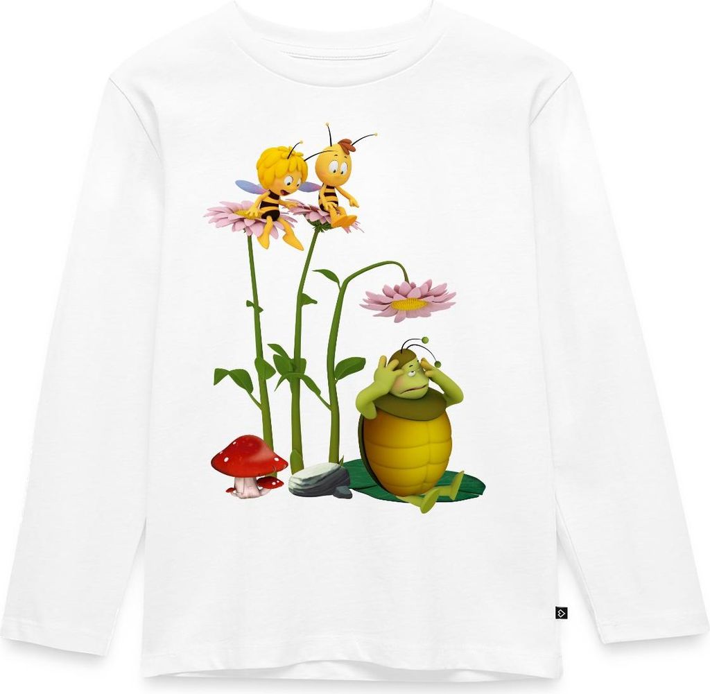 Spreadshirt Biene Maja Mistkäfer Kurt Kinder Premium Langarmshirt, 134/140 (8 Jahre), Weiß