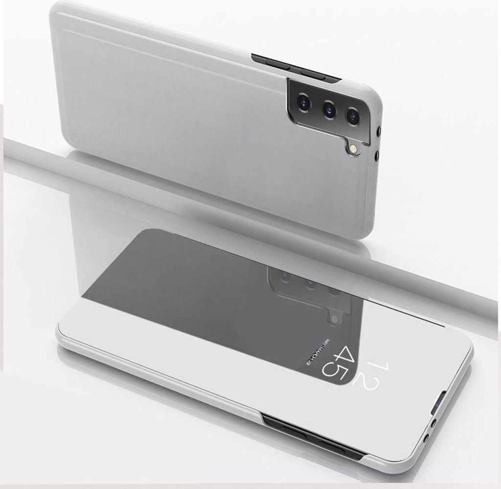 König Design Hülle kompatibel mit Samsung Galaxy S23 Plus Kunstleder Handyhülle - Handy Case Silber