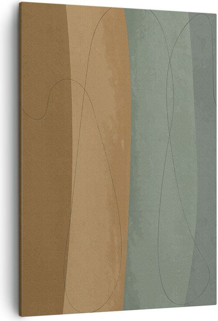 Bild auf Leinwand - Leinwandbild - Einteilig - Abstraktion Gold Grün - 50x70cm - Wand Bild - Wanddeko - Wandbilder - Leinwanddruck - Wanddekoratio...
