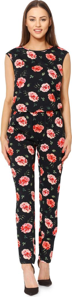 Bellivalini Jumpsuit Damen Eleganter Hosenanzug Playsuit Romper BLV50-211 (Blumen, M)