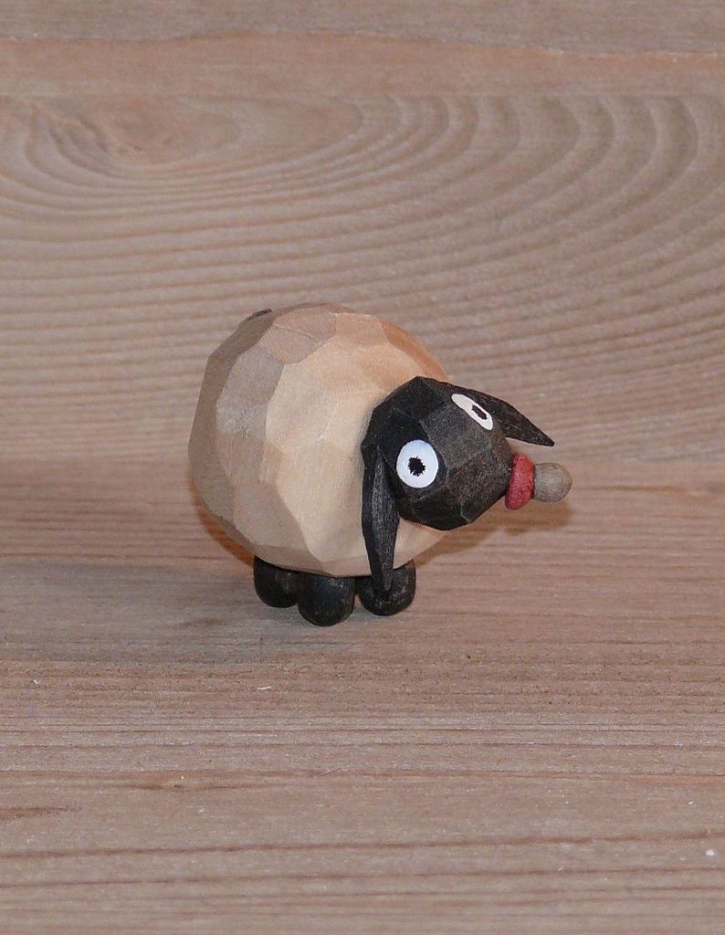 Holzfigur Schaf mit Schnuller hell Höhe 2,5cm NEU