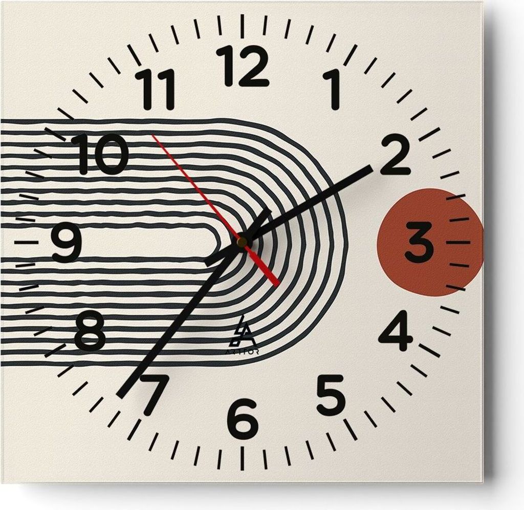 Wanduhr - Quadrat - Glasuhr - Abstraktion Grafik Linien - 40x40cm - Schleichendes Uhrwerk - Lautlos - zum Aufhängen bereit - Dekoration Modern - W...