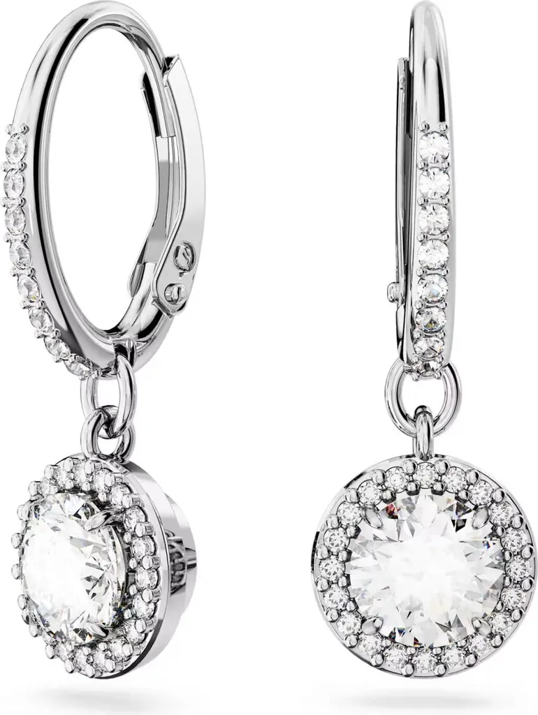 Pendantes d'oreilles Swarovski UNA en cristal blanc métal rhodié chic