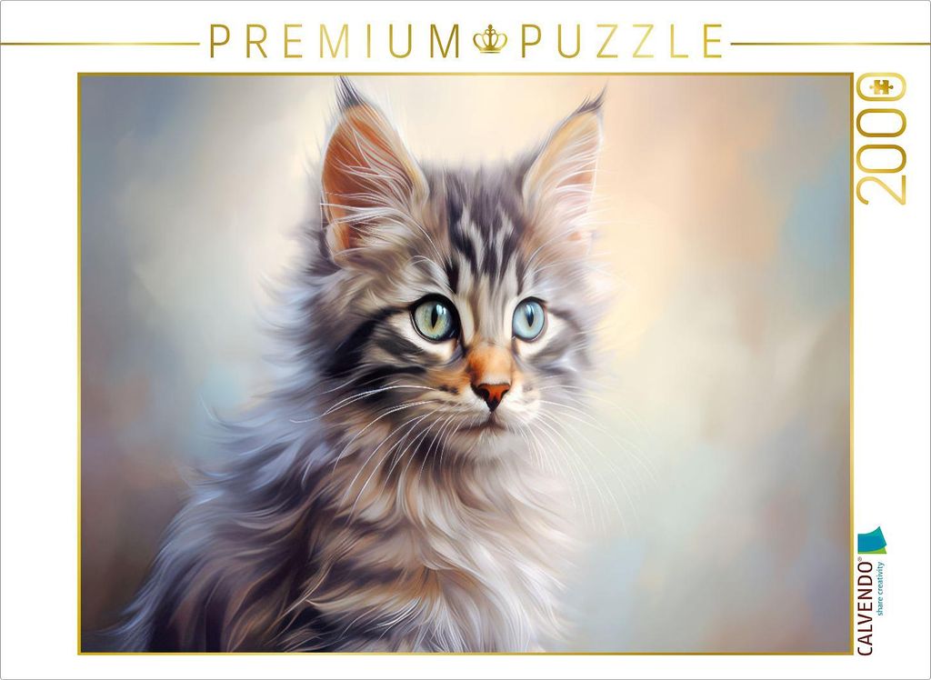 CALVENDO Puzzle Katzen im Pastell-Stil | 2000 Teile Lege-Größe 90x67cm Foto-Puzzle für glückliche Stunden