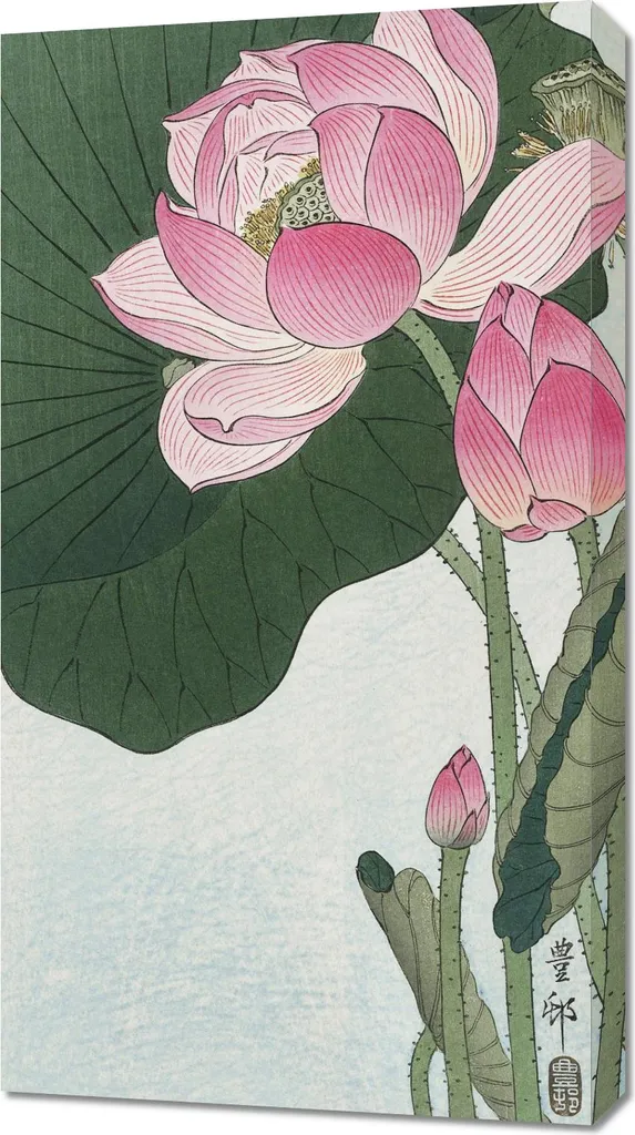 Quadro Vintage Fiori di Loto 50x90 - Ohara Koson Decor Salotto Zen
