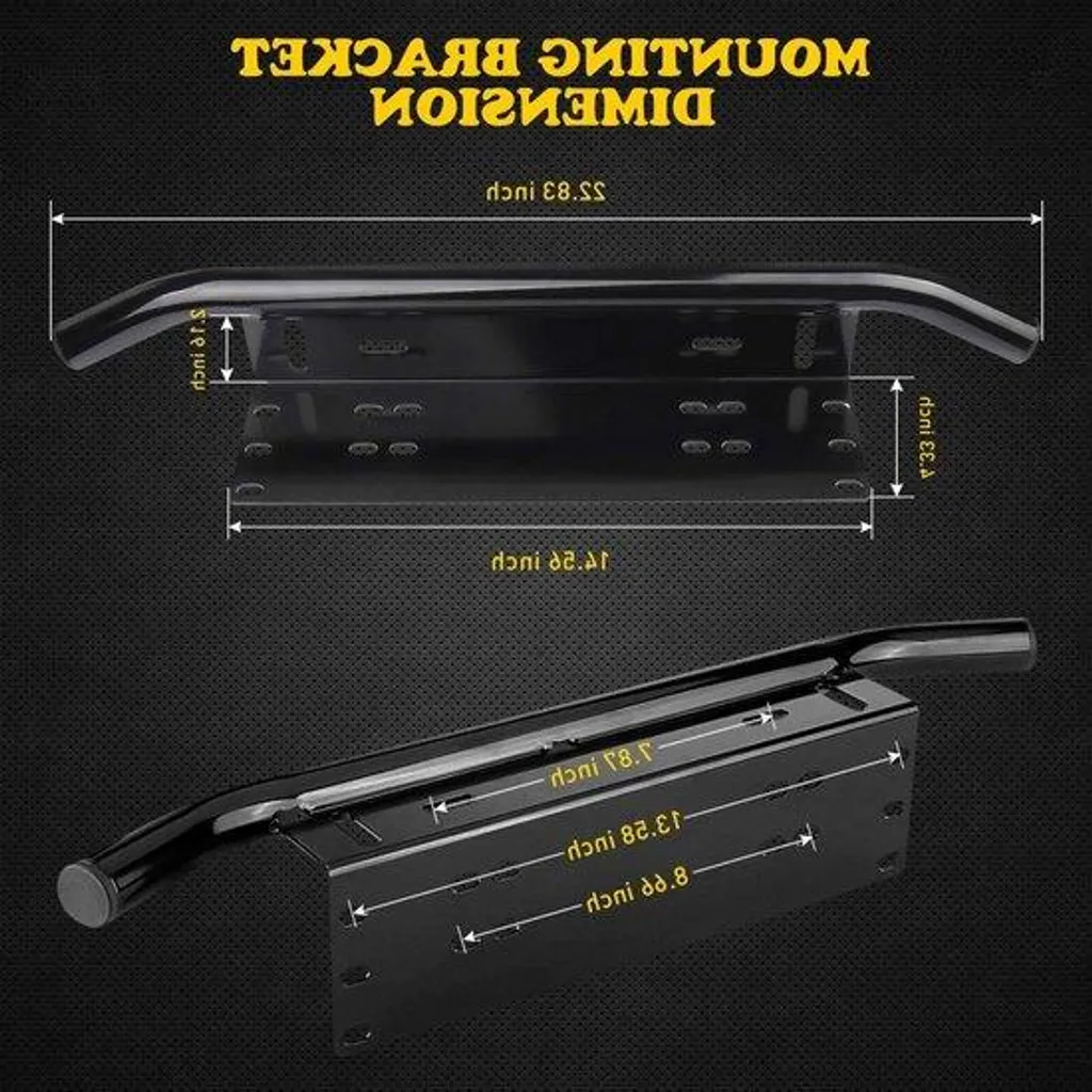 Support de plaque d'immatriculation W-Front Bull Bar universel en noir