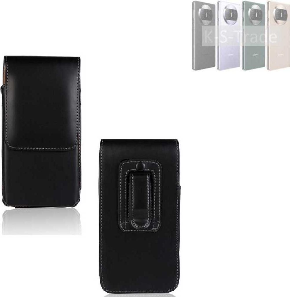 K-S-Trade Gürteltasche kompatibel mit Huawei Mate X3 Schutz Hülle Handy Hülle mit Magnetverschluss Holster in schwarz