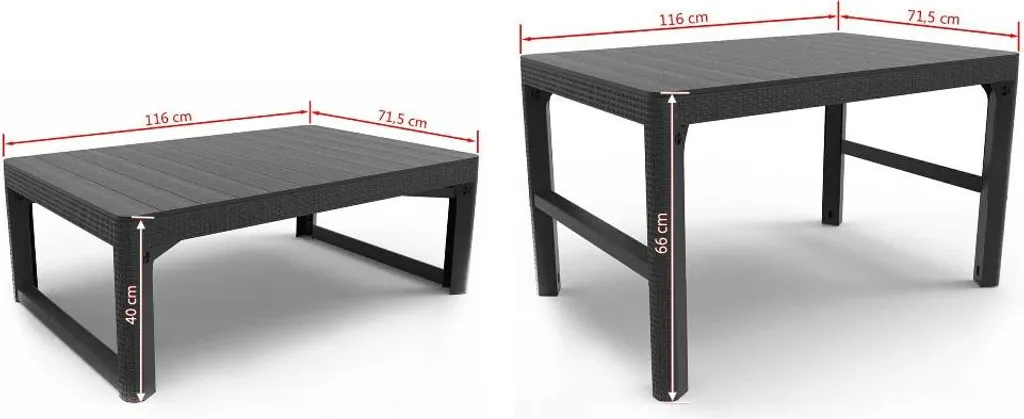 Table de jardin modulable Allibert Lyon 2 en 1 gris graphite - 29