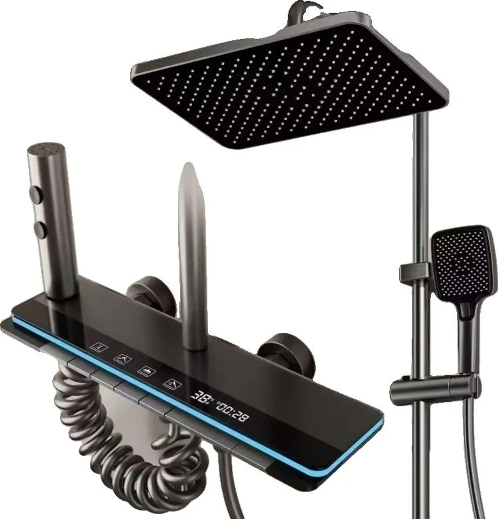 Colonna Doccia Termostatica Grigia con Display LCD e 4 Funzioni