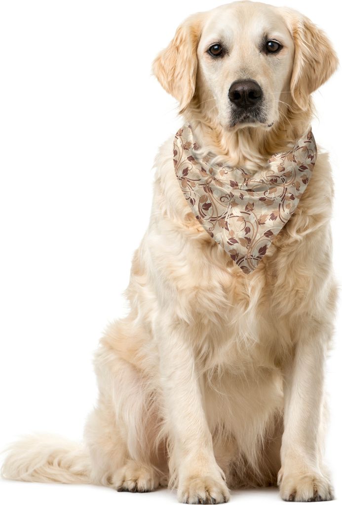 ABAKUHAUS Elfenbein Haustier Bandana, Herbstlaub Zweige, 55x55 cm, Creme Umber Cocoa