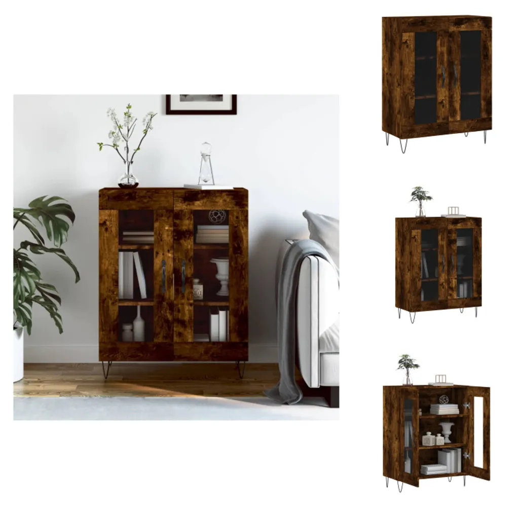 Sideboard vidaXL chêne fumé 69,5x34x90 cm en bois composite robuste