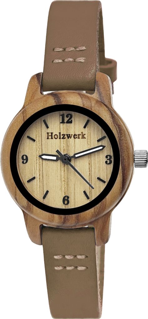 Holzwerk CLARA BROWN kleine Damen Holz Uhr mit Leder Produktbild 