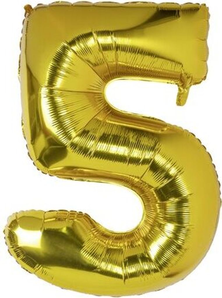 6x Folienballon Zahlenballon "Zahl 5" gold ca. 120cm