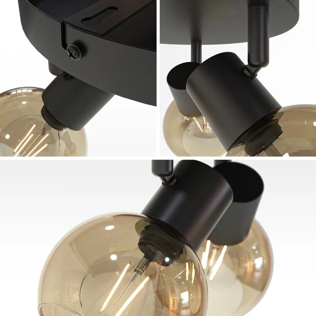 Plafonnier 3 spots E14 Noir Ambré : solution d'éclairage modulable - 4