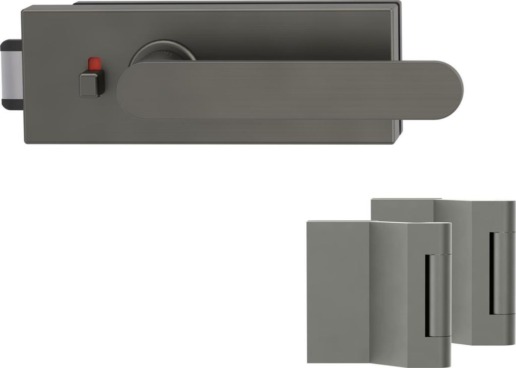 Griffwerk Glastürbeschlag PURISTO S mit Griff AVUS smart2lock Flüster 3-tlg. Bänder VAYA 291 AVUS Kaschmirgrau
