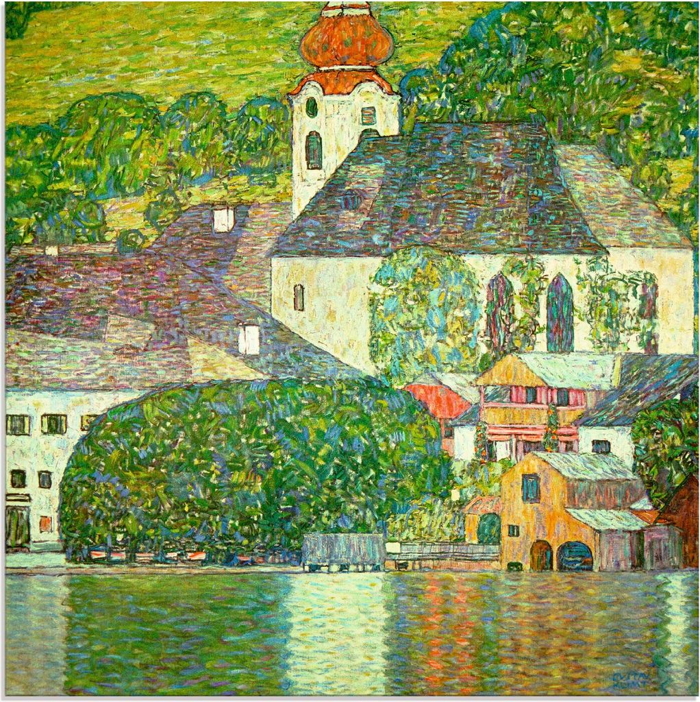 ARTland Glasbild Kirche in Unterach am Attersee. (D.198) Größe: 30x60 cm