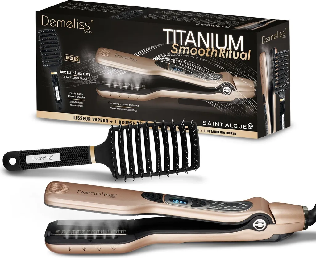 Demeliss TITANIUM Oro | Piastra a Vapore per un Liscio da Red Carpet