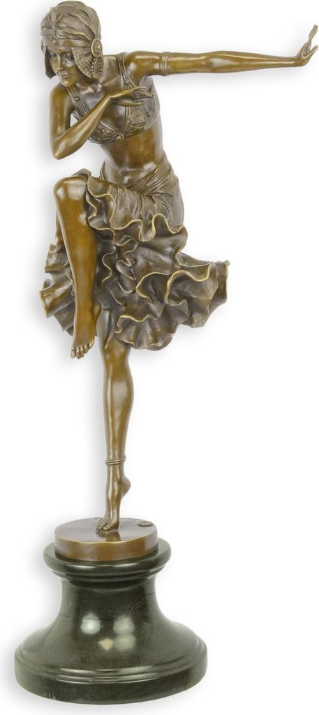 Bronzeskulptur Hindu-Tänzerin nach Chiparus Replikat Retro Design Dekoration