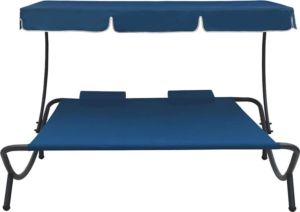 vidaXL Sonnenliege mit Sonnendach und Kissen Blau Produktbild 
