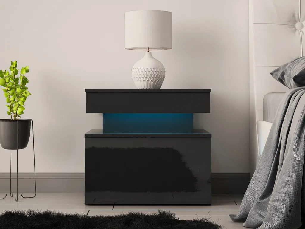 Table de chevet USOA LED noire : finissez-en avec l'encombrement de nuit