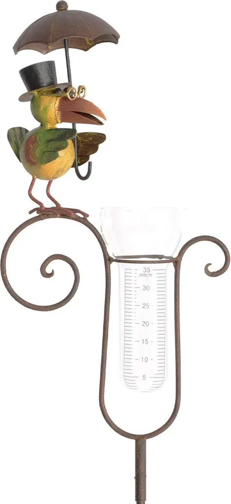 Exner Pluviomètre Oiseau et Parapluie 150 cm - Déco Jardin en Métal