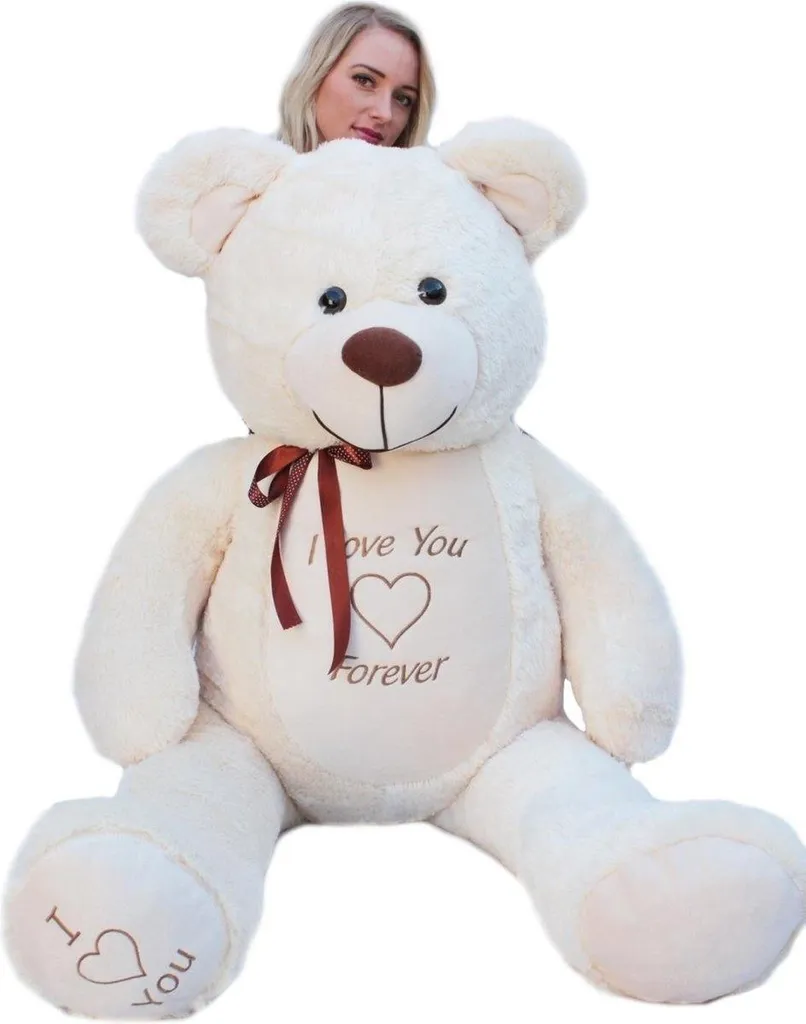 Ours en peluche Je t'aime crème : Le doudou géant antistress et réconfort