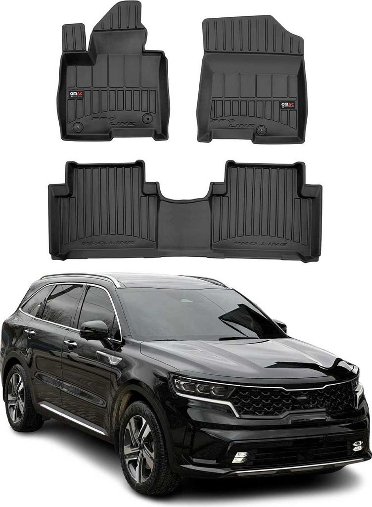 2020-2025 Kia Sorento tappetini TPE nero 3 pezzi Immagine del prodotto 