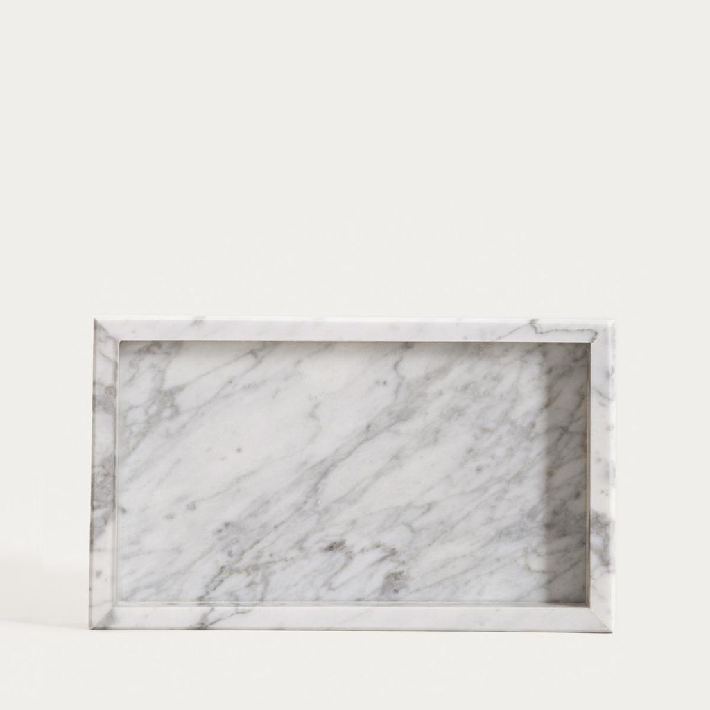 HOMLA Taca dekoracyjna MARMURI marmurowa biała 25x15x3 cm Zdjęcie produktu 