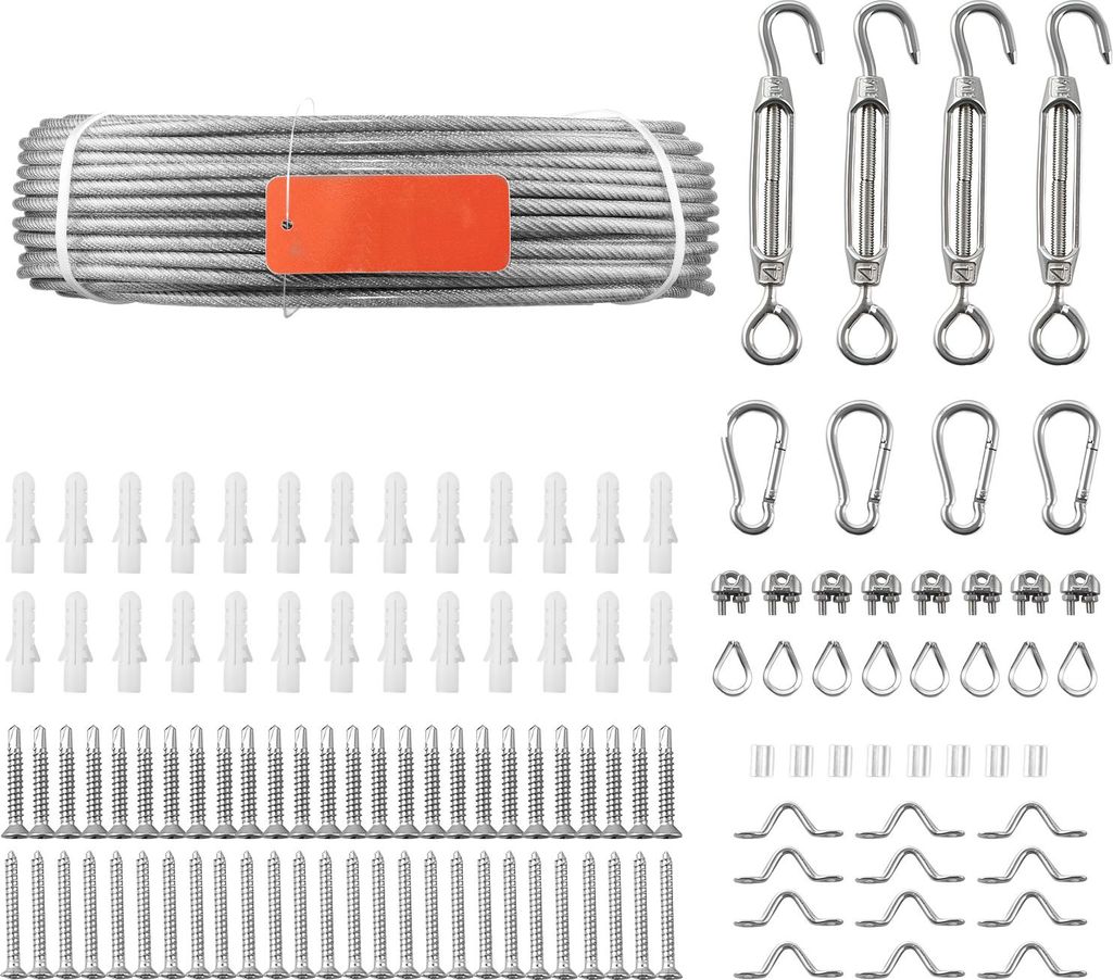 SucceBuy Edelstahldrahtseil φ4,76 mm, 61 m lang, aus Edelstahl 304 mit einer Bruchlast von 7,1 kN, 7x7 Litzen, geeignet für Geländer, Terrasseng...