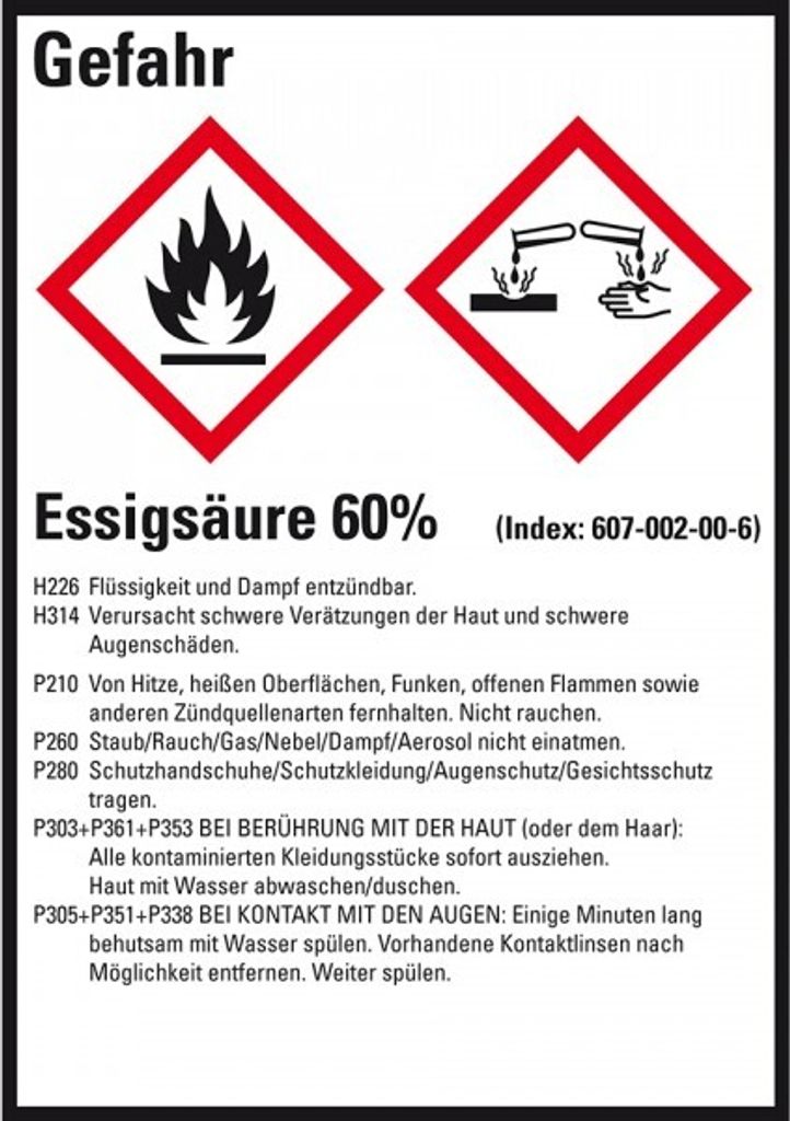 Dreifke® Aufkleber I GHS-Etikett Essigsäure 60%, Produktbild 